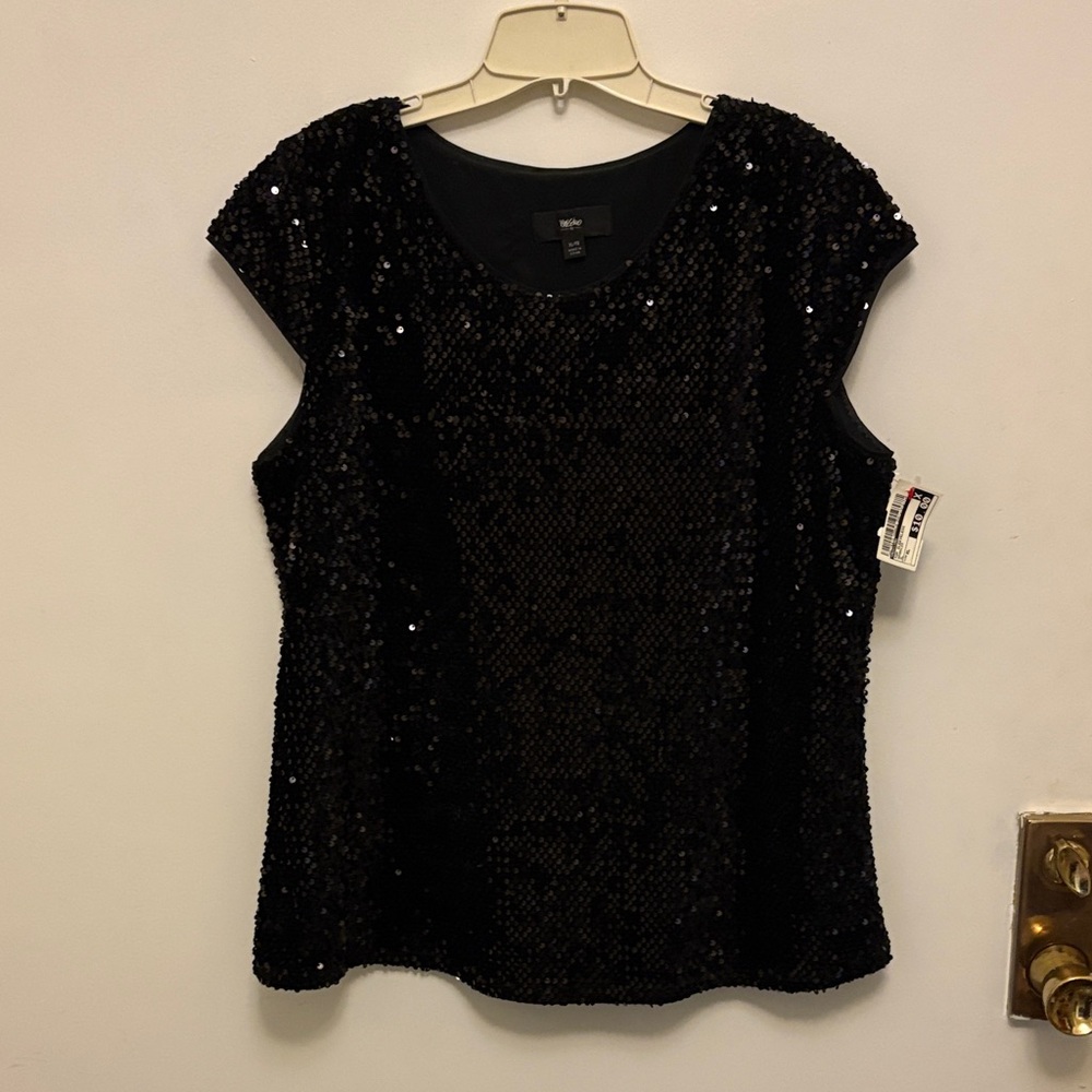 Black Sequin Women's Top mossimo sz XL